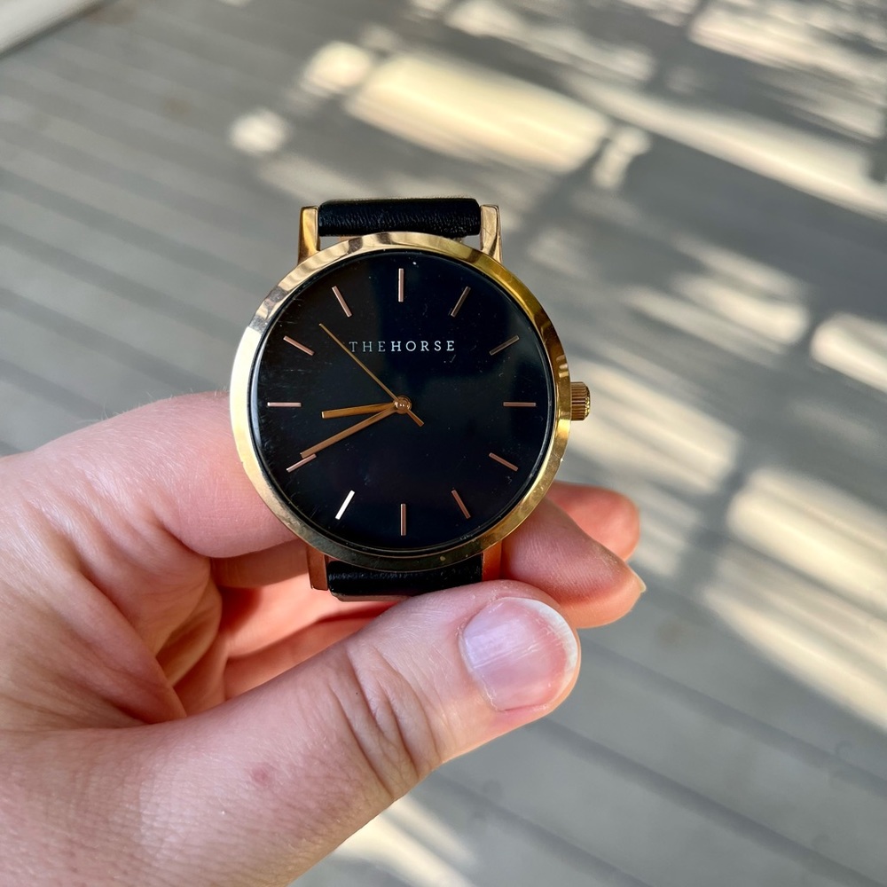 THE HORSE | Minimalist Black + Rose Gold Watch